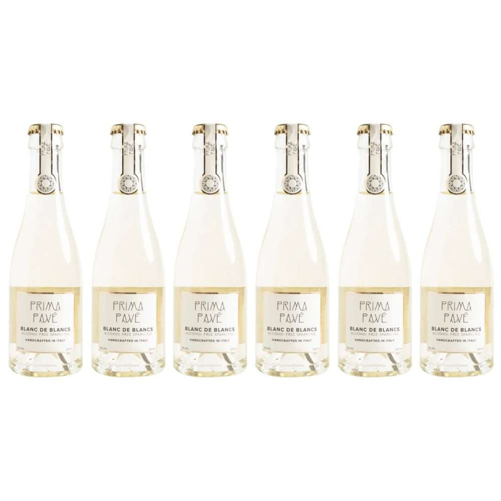 Prima Pavé Blanc de Blancs Mini Non-Alcoholic Champagne Bottles (6-Pack, 200ml Each, 0.0% ABV)